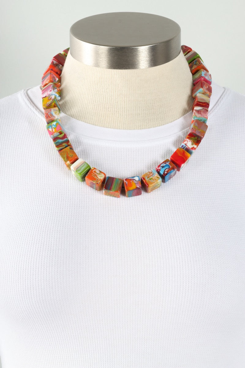 Mixed Marble Cube Necklace - Verano