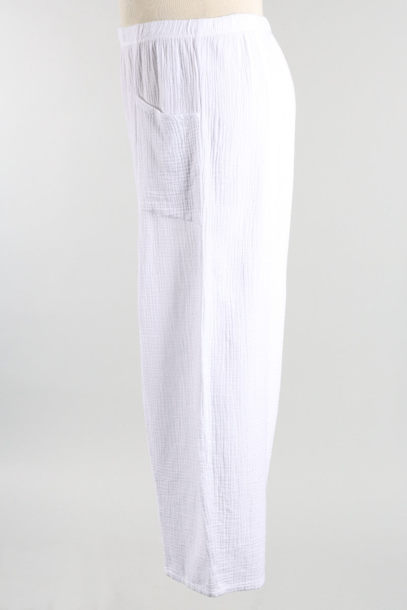 Gauze Lantern Pant Plus- White