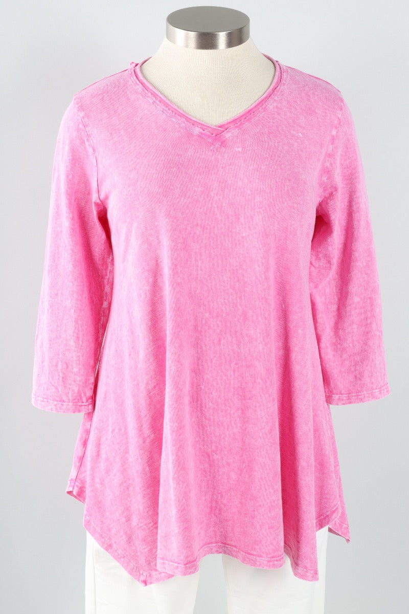 Elbow Sleeve A-Line Tunic - Pink