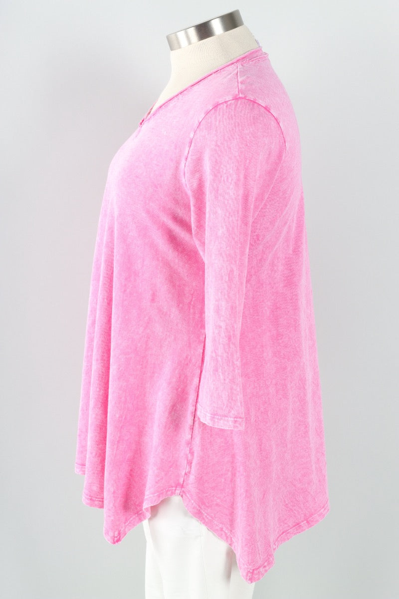 Elbow Sleeve A-Line Tunic Plus - Pink