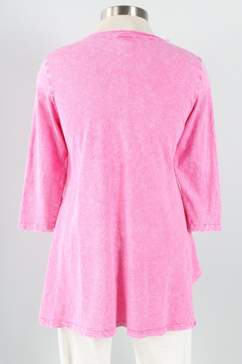 Elbow Sleeve A-Line Tunic Plus - Pink
