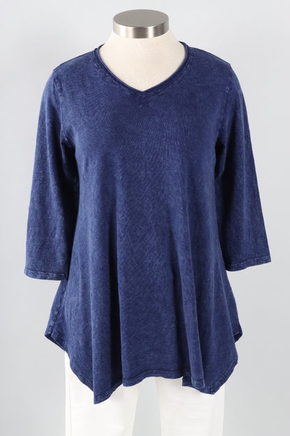 Elbow Sleeve A-Line Tunic Plus - Indigo