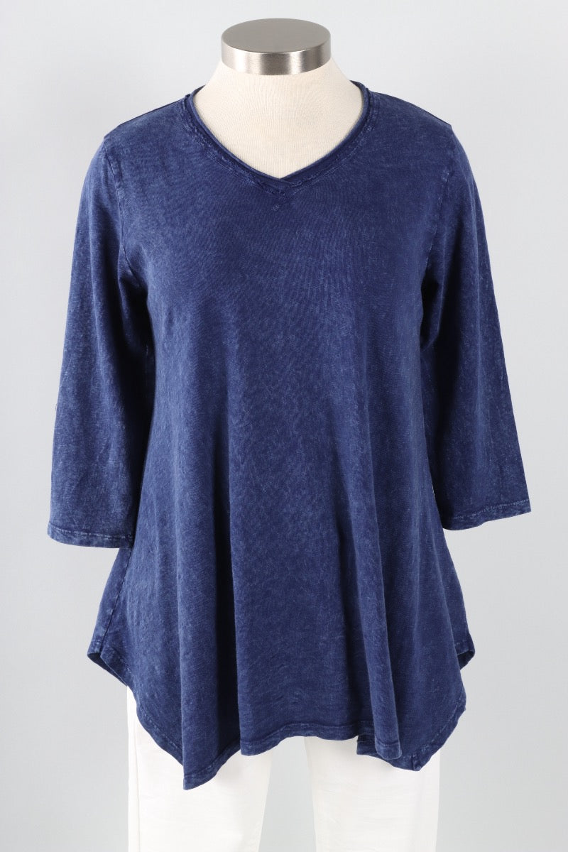 Elbow Sleeve A-Line Tunic - Indigo
