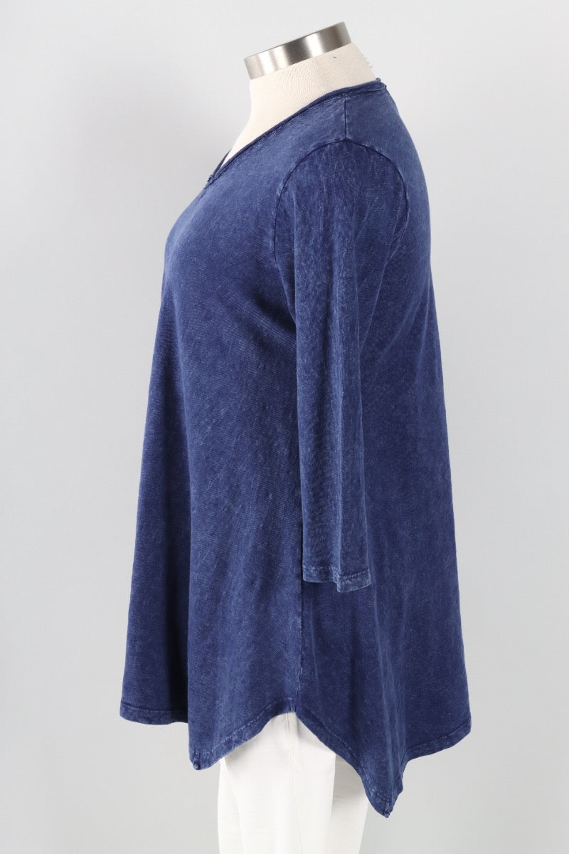 Elbow Sleeve A-Line Tunic Plus - Indigo