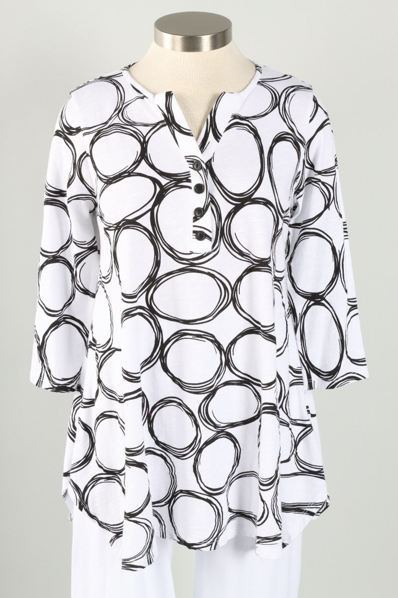 Henley Tunic - White Pond Print 