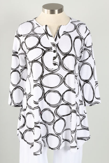 Henley Tunic - White Pond Print 
