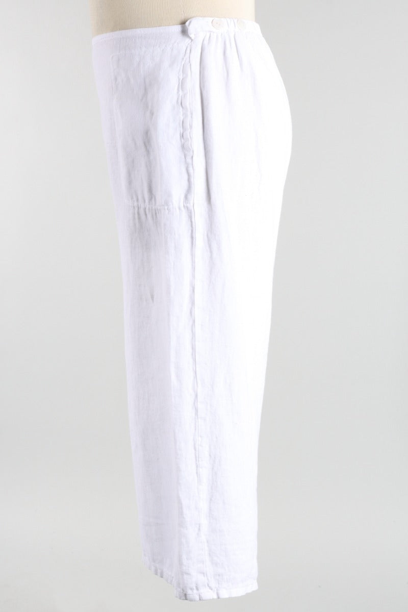 Flat Front Crop Pant - White