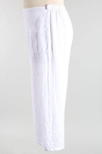 Flat Front Crop Pant - White
