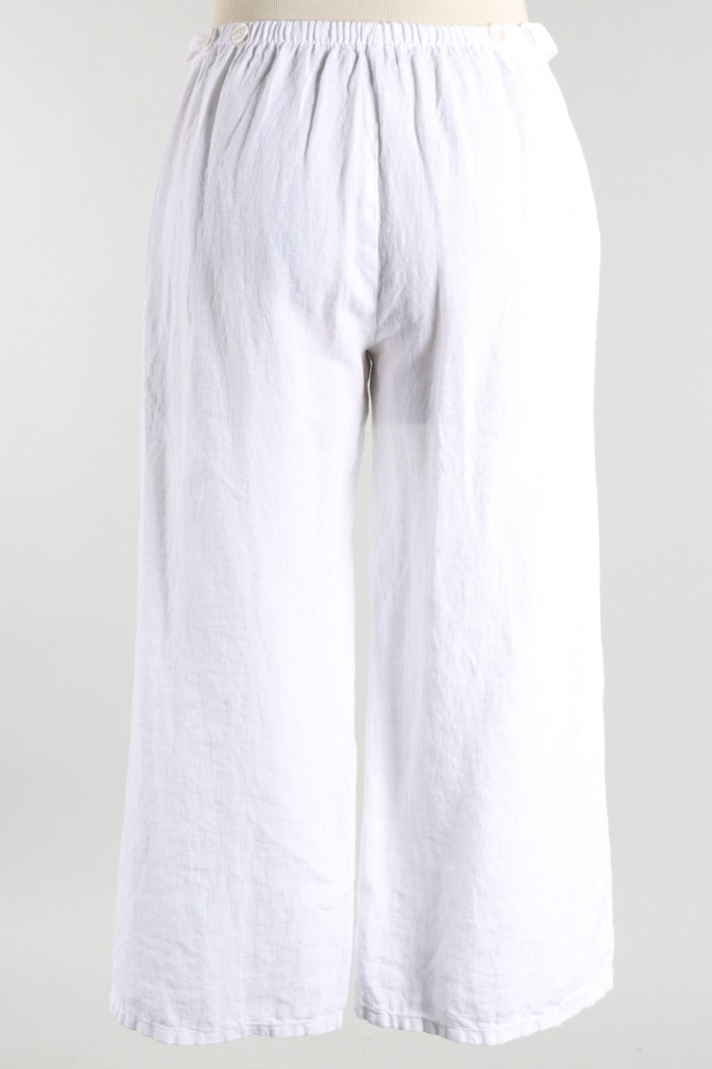 Flat Front Crop Pant - White