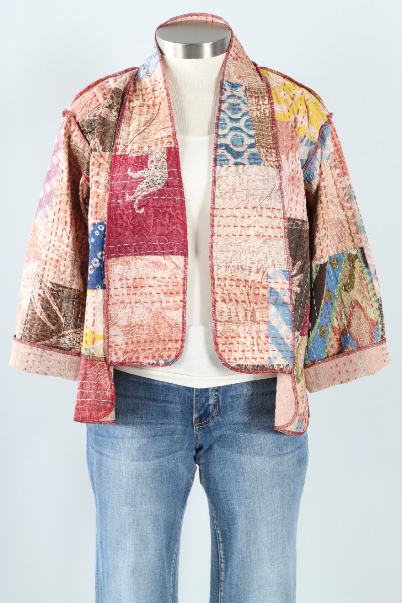 Reversible Kantha Kimono Jacket - Multi Color #1