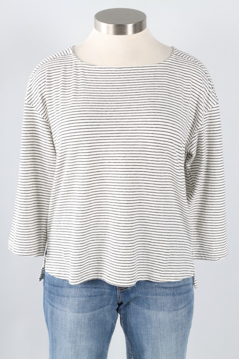 3/4 Sleeve Tee - White & Black 