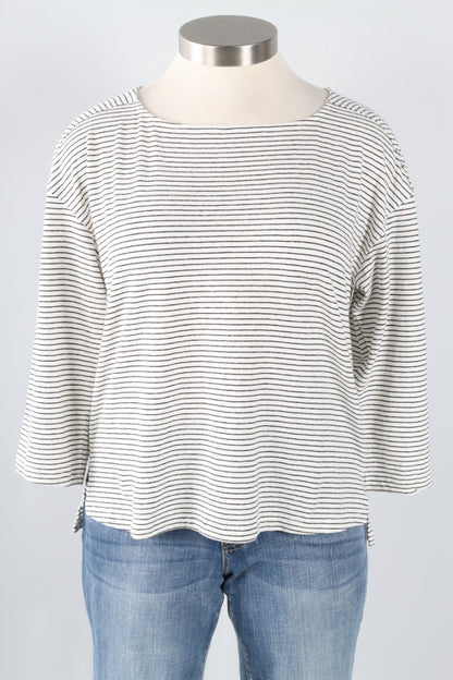 3/4 Sleeve Tee - White & Black 
