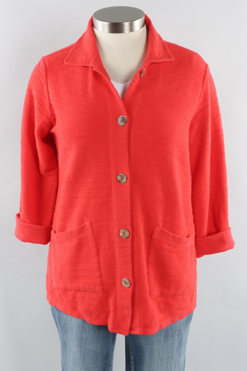 Button Front Jacket - Crimson