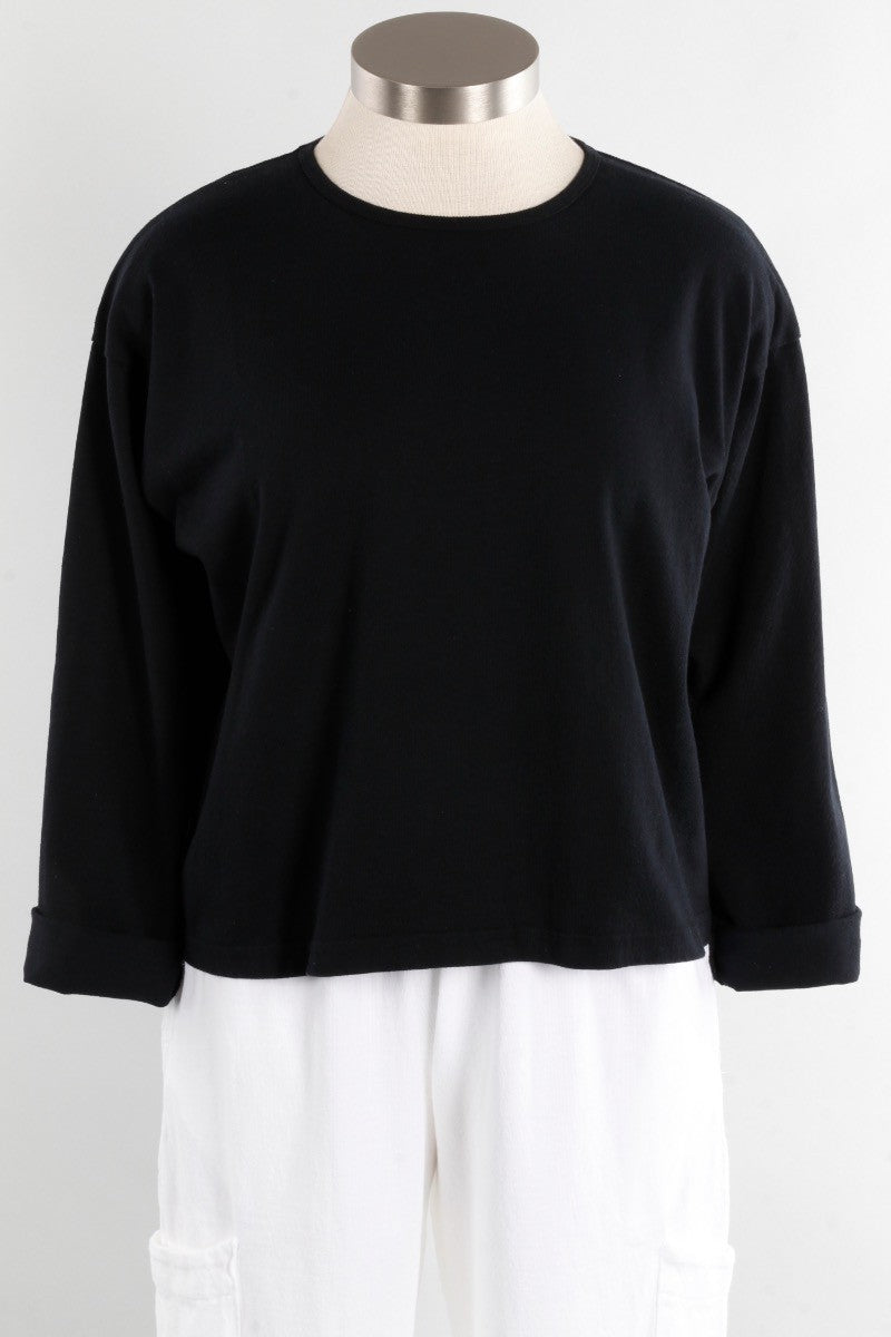 Long Sleeve Crop Crew - Black