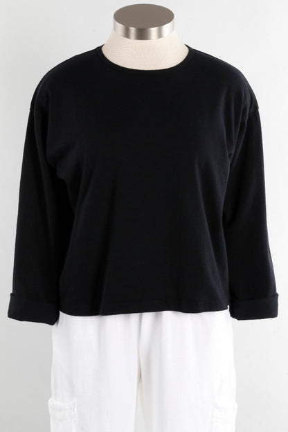 Long Sleeve Crop Crew - Black