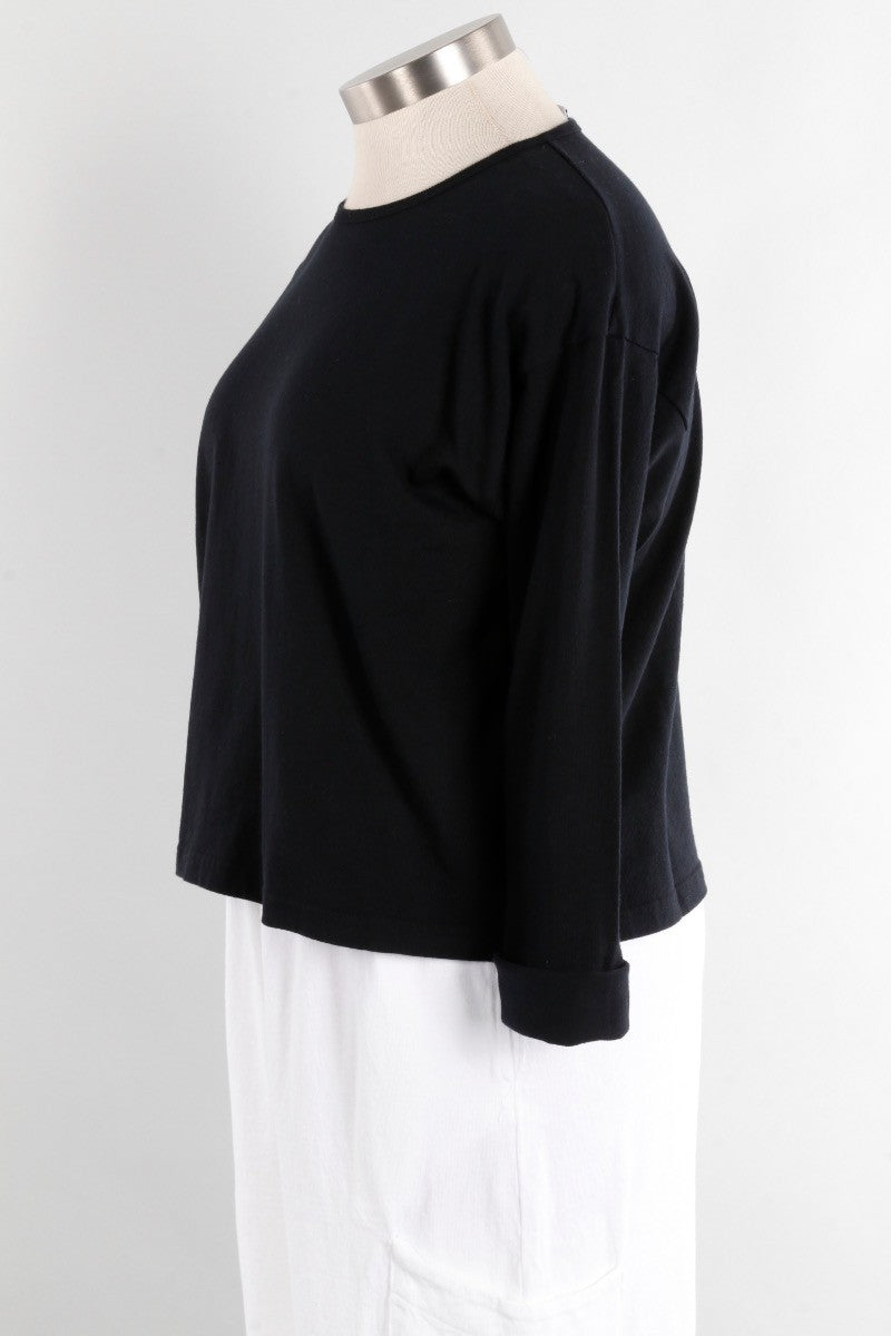 Long Sleeve Crop Crew - Black