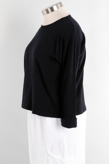 Long Sleeve Crop Crew - Black