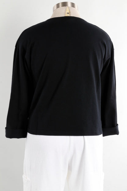 Long Sleeve Crop Crew - Black