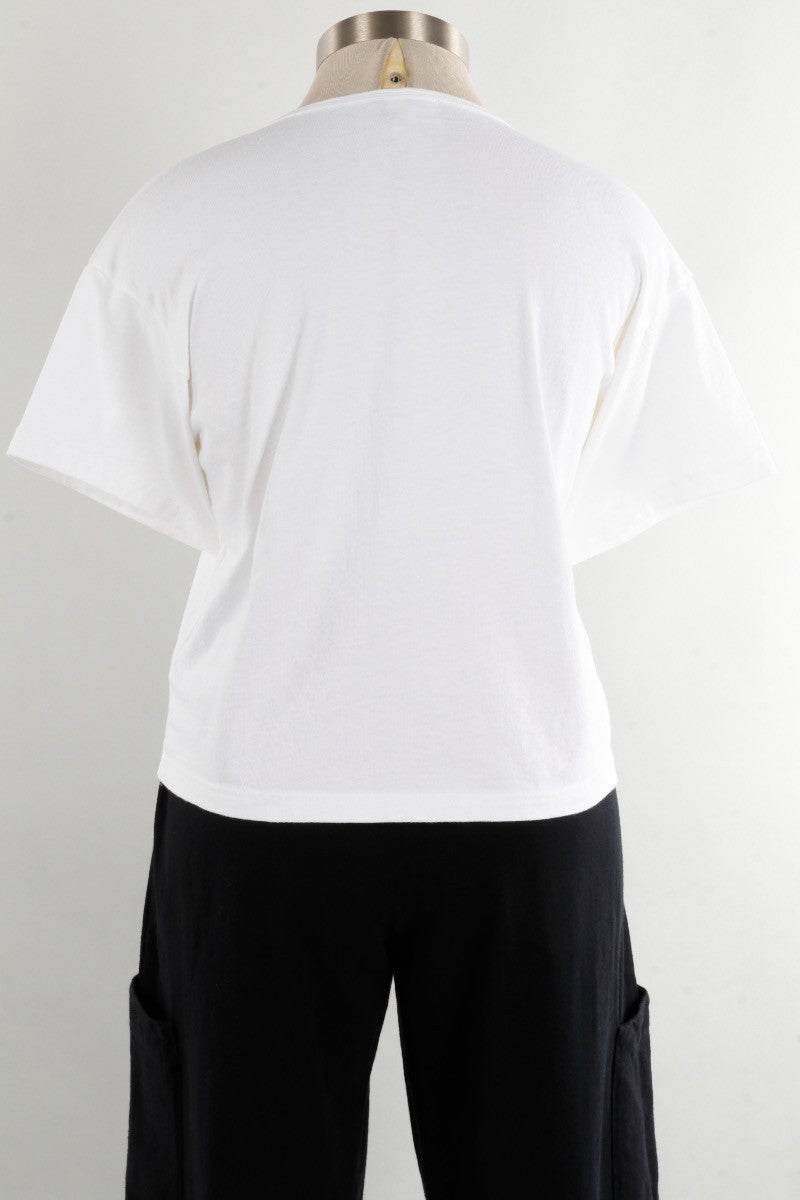 Short Sleeve Crop Crew - White