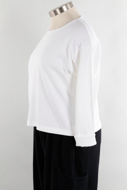 Long Sleeve Crop Crew - White