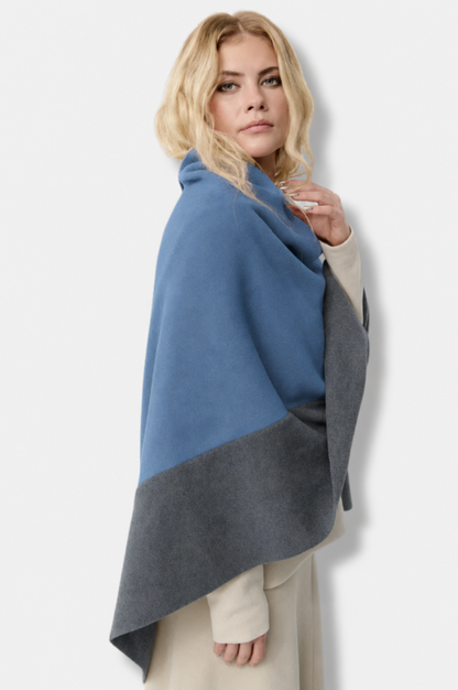 2 Colored Poncho - Dusty Blue & Grey 