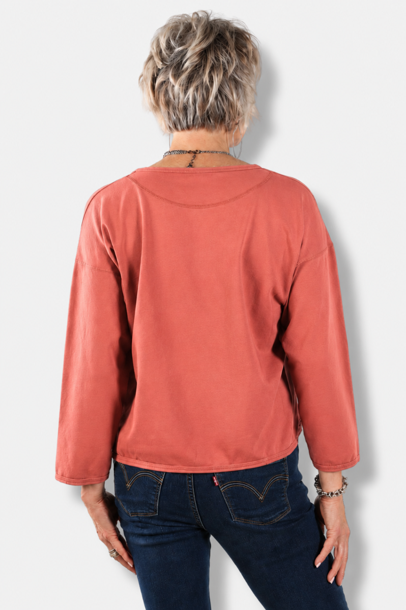 Stretch Terry Sweatshirt - Cinnabar