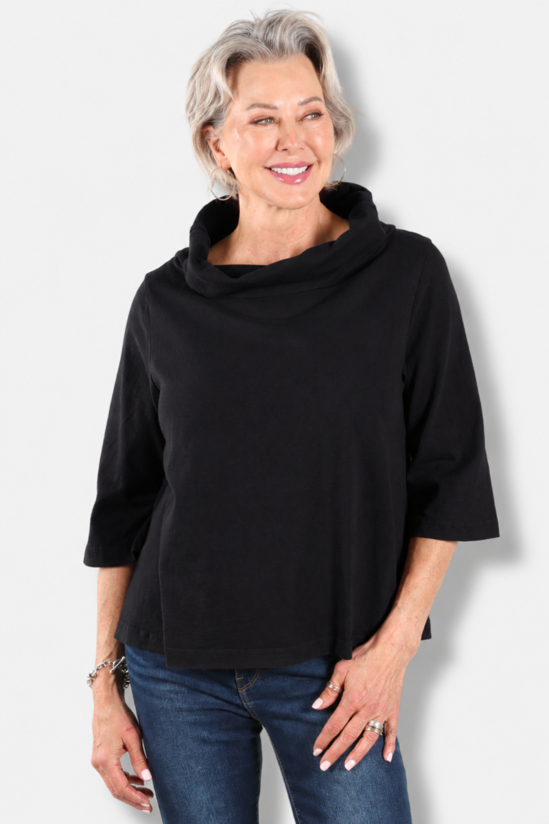 3/4 Sleeve Etta Shirt - Black
