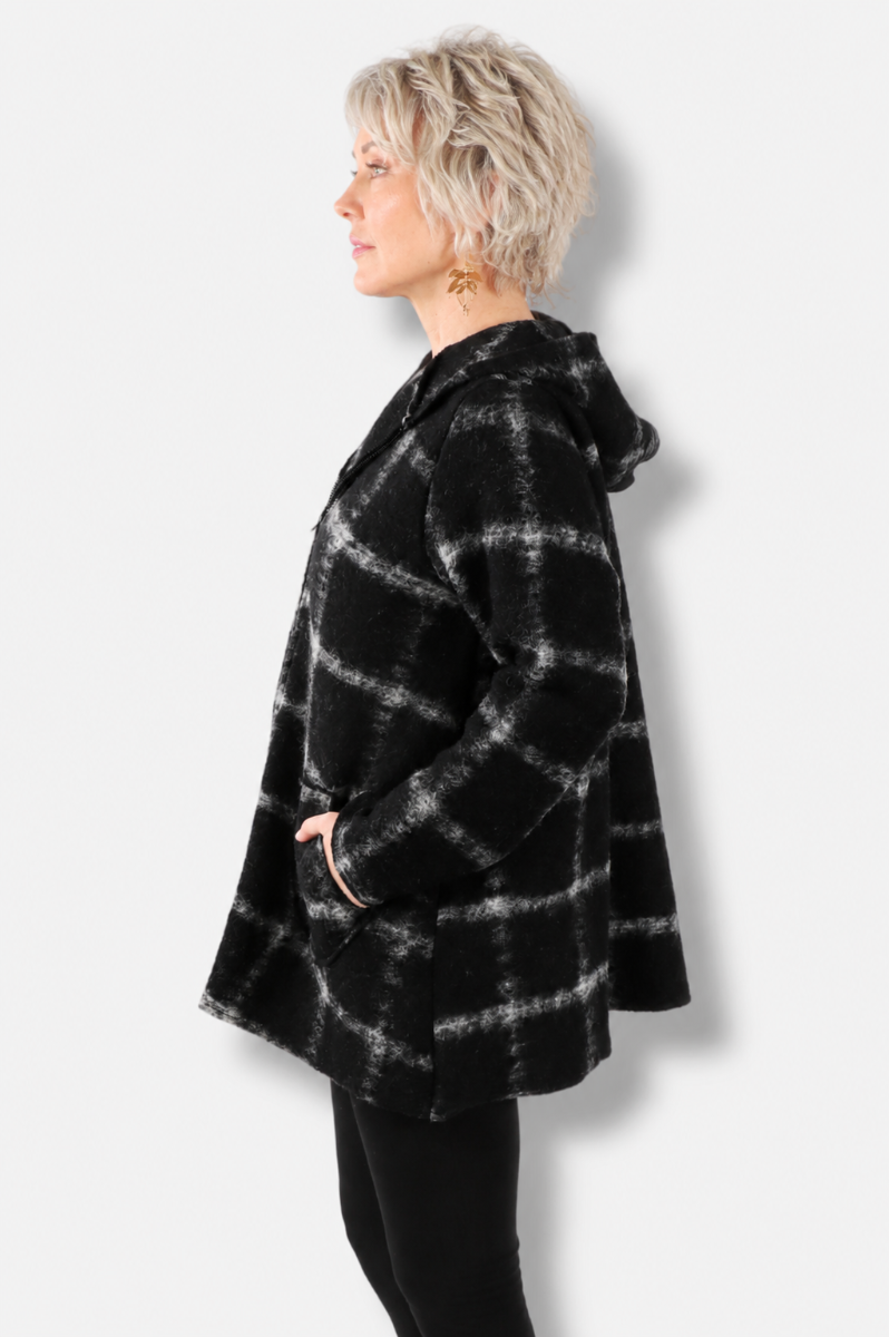 Hooded Swing Jacket - Black 