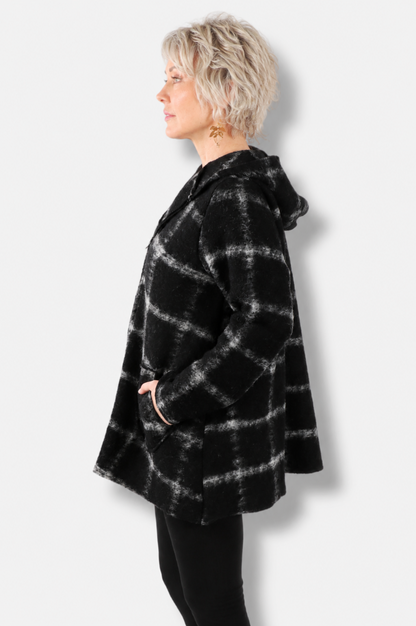 Hooded Swing Jacket - Black 