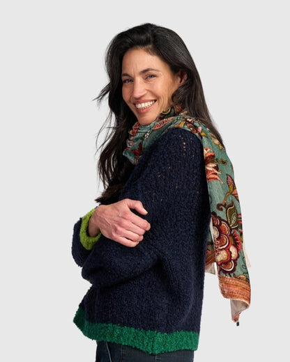 Mango Velvet Scarf - Steel Blue