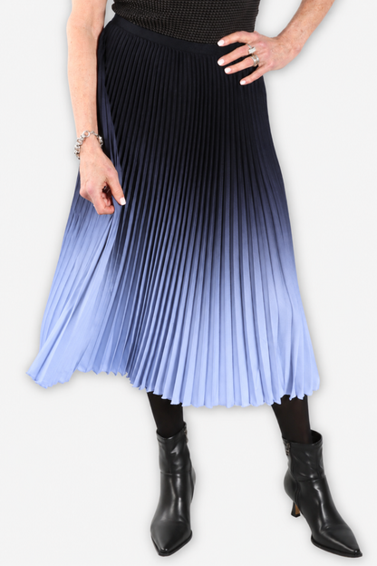 Kate Ombré Pleated Midi Skirt - Periwinkle & Black