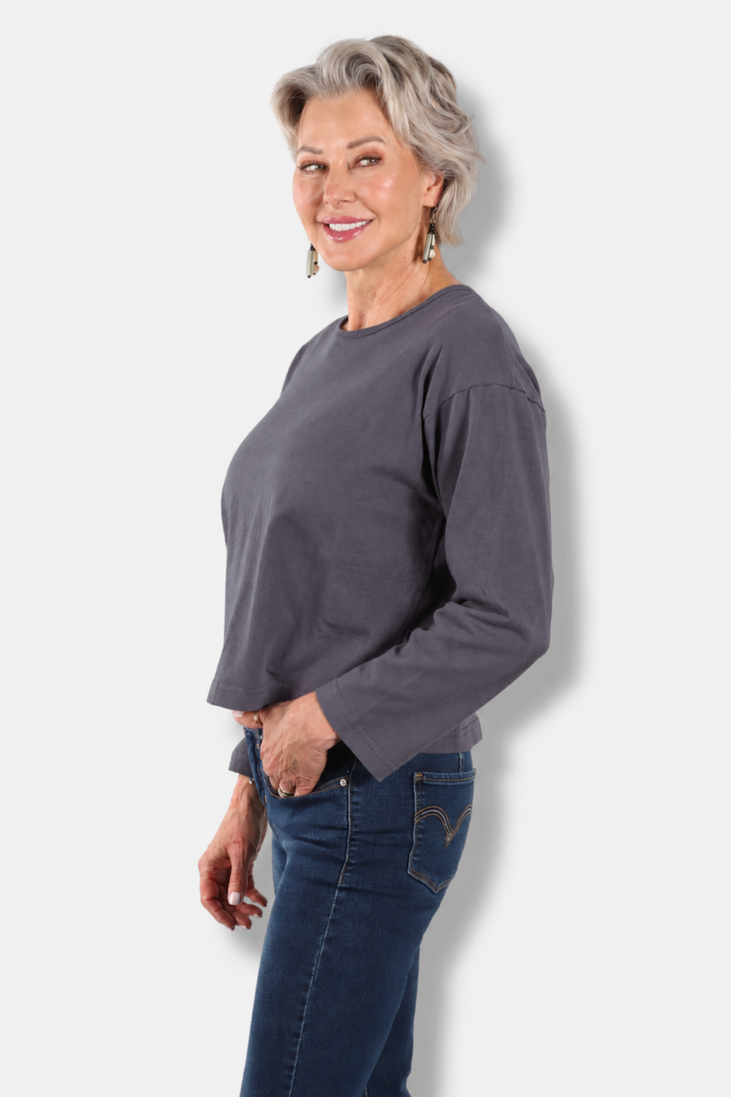 Long Sleeve Crop Crew - Moonlight 