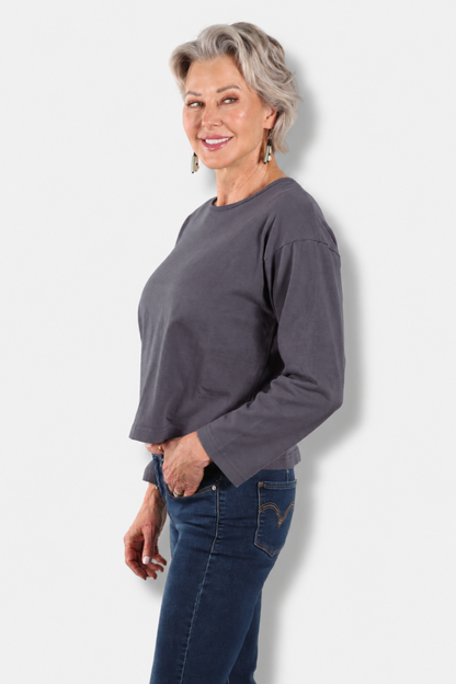 Long Sleeve Crop Crew - Moonlight 
