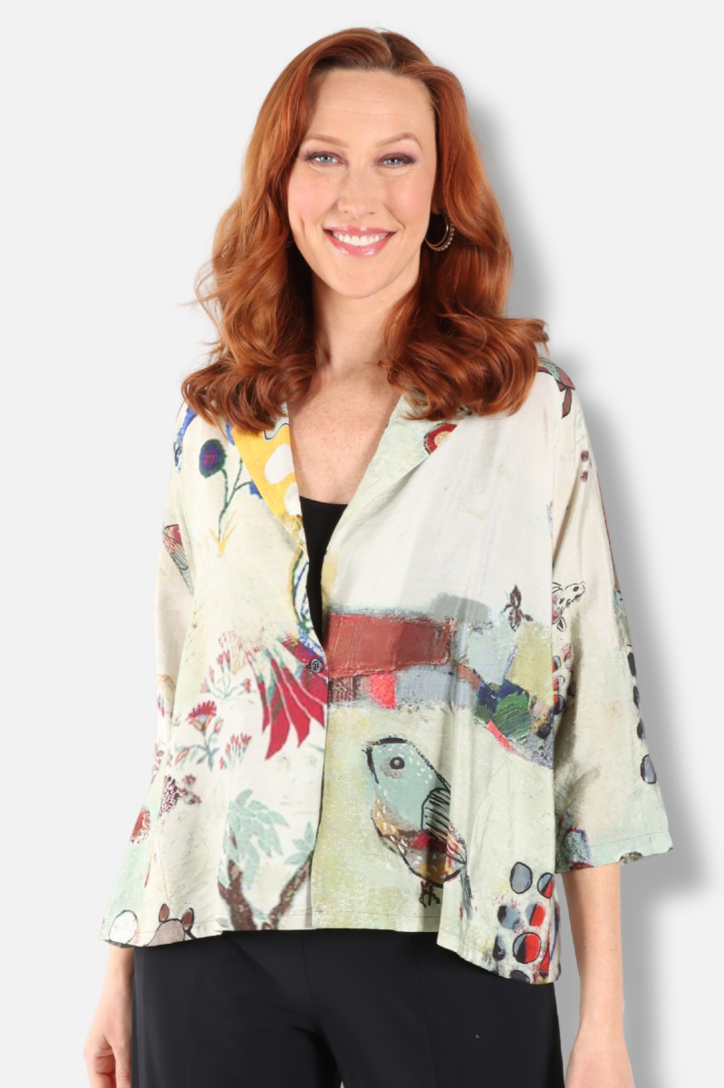 One Button Jacket - Abstract Flower