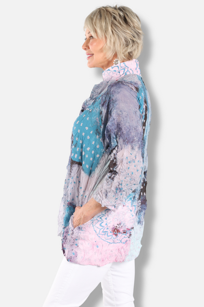 Button Down Jacket - Sea Glass Garden