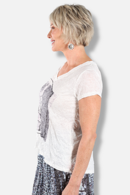 V Neck Tee - Garden Sketch