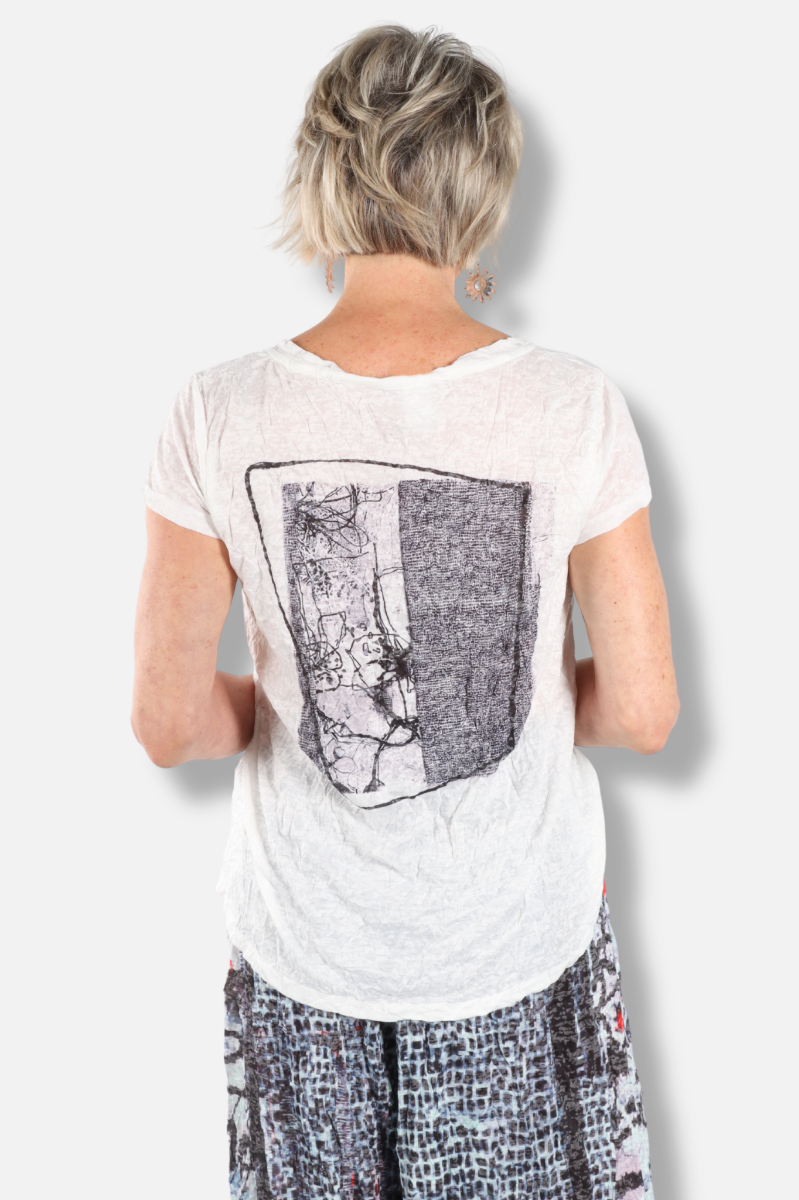 V Neck Tee - Garden Sketch