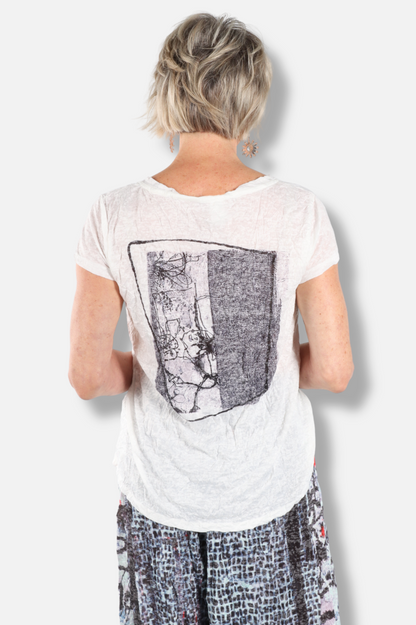 V Neck Tee - Garden Sketch