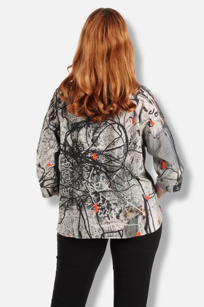 Button Jacket - Floral Abstract 