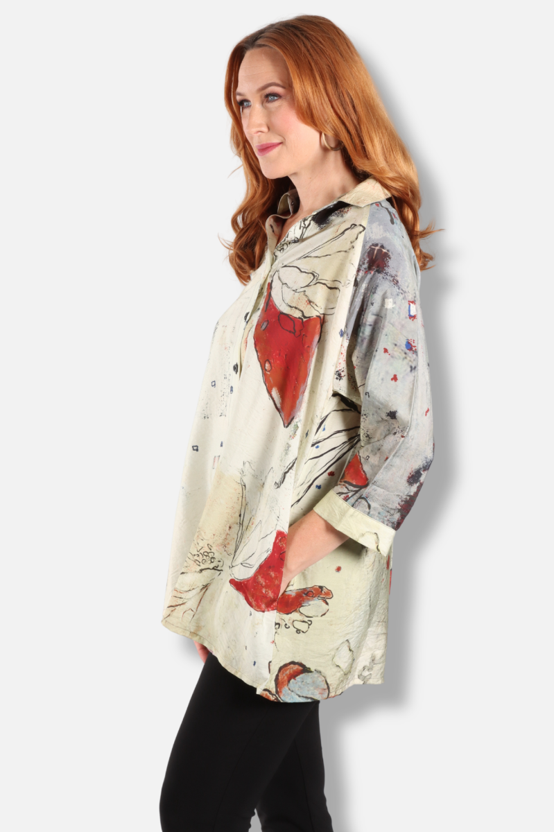 Button Shirt - Butterfly Abstract 