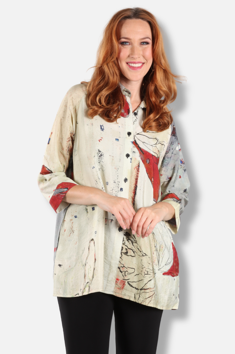 Button Shirt - Butterfly Abstract 
