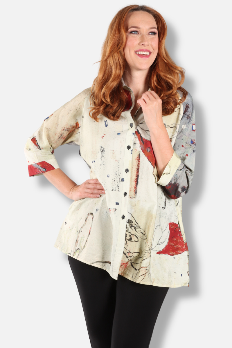 Button Shirt - Butterfly Abstract 