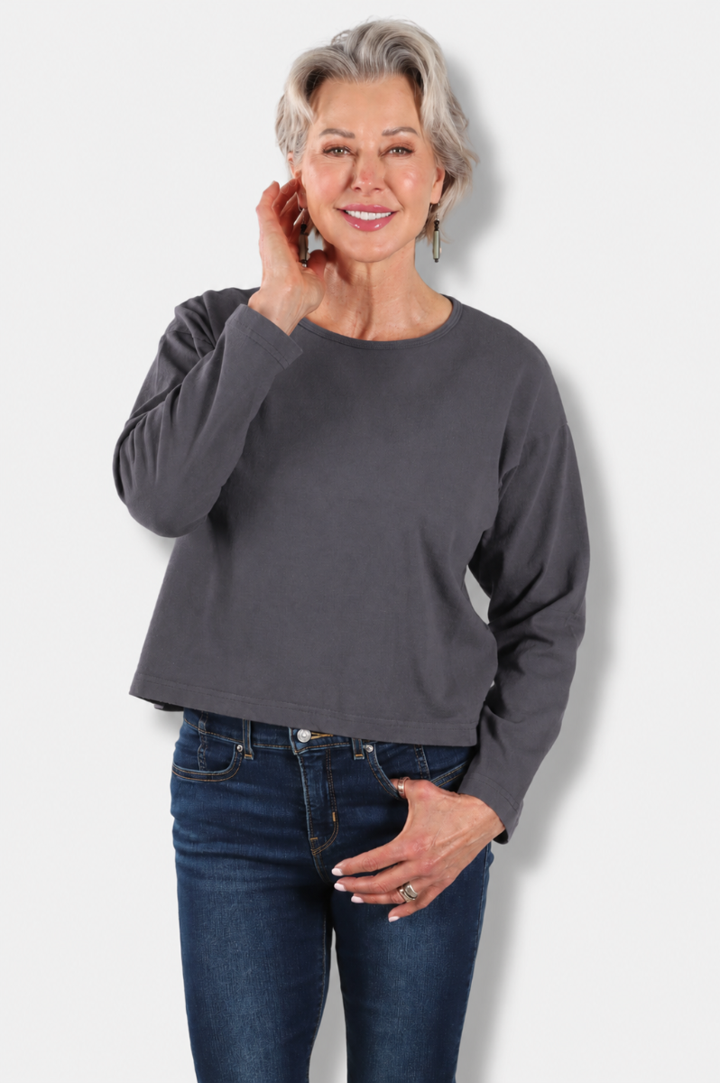 Long Sleeve Crop Crew - Moonlight 