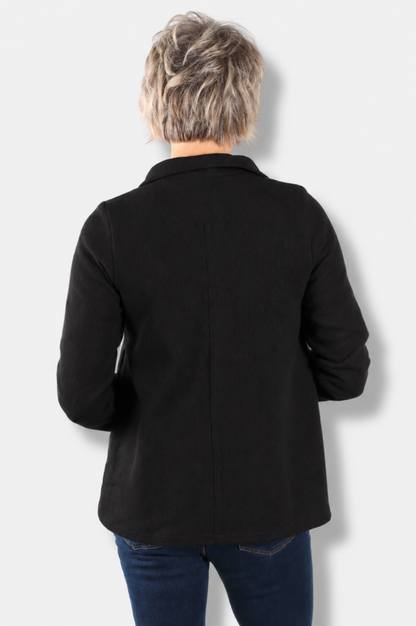 Collared Knit Jacket - Black 