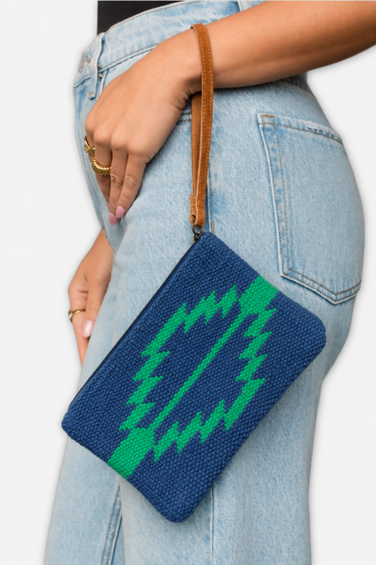 Textured Zip Wristlet - Navy 
