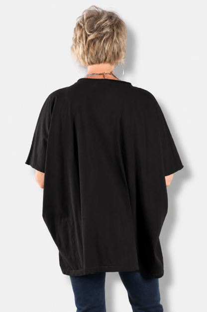 Elbow Sleeve V Tunic - Black