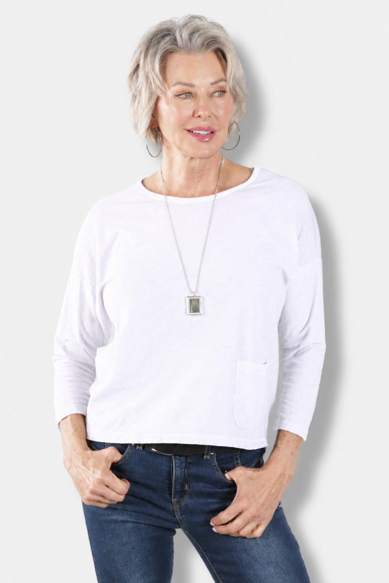 Boxy Pocket Tee - White
