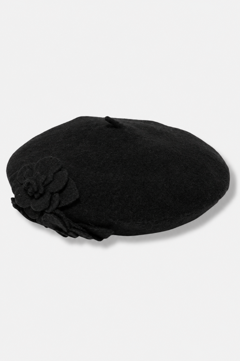 Floral Beret - Black 
