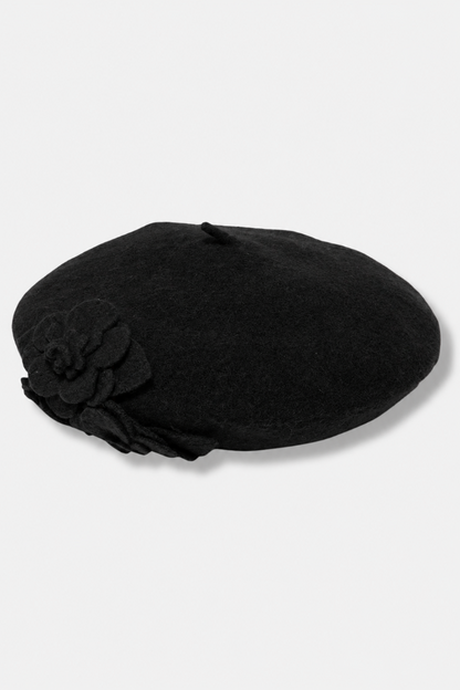 Floral Beret - Black 