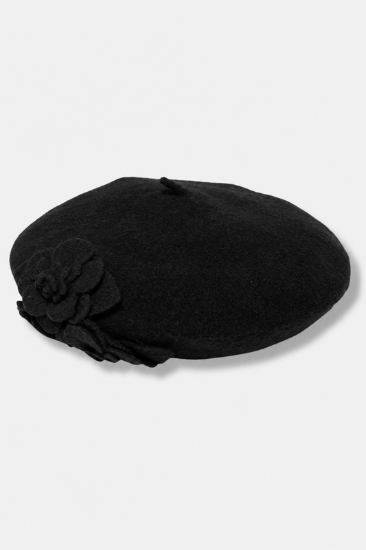 Floral Beret - Black 